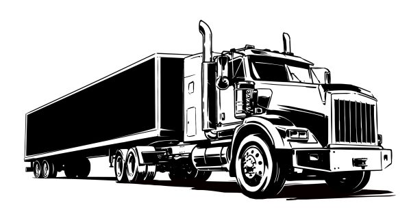 Illustration of a semi truck and trailer